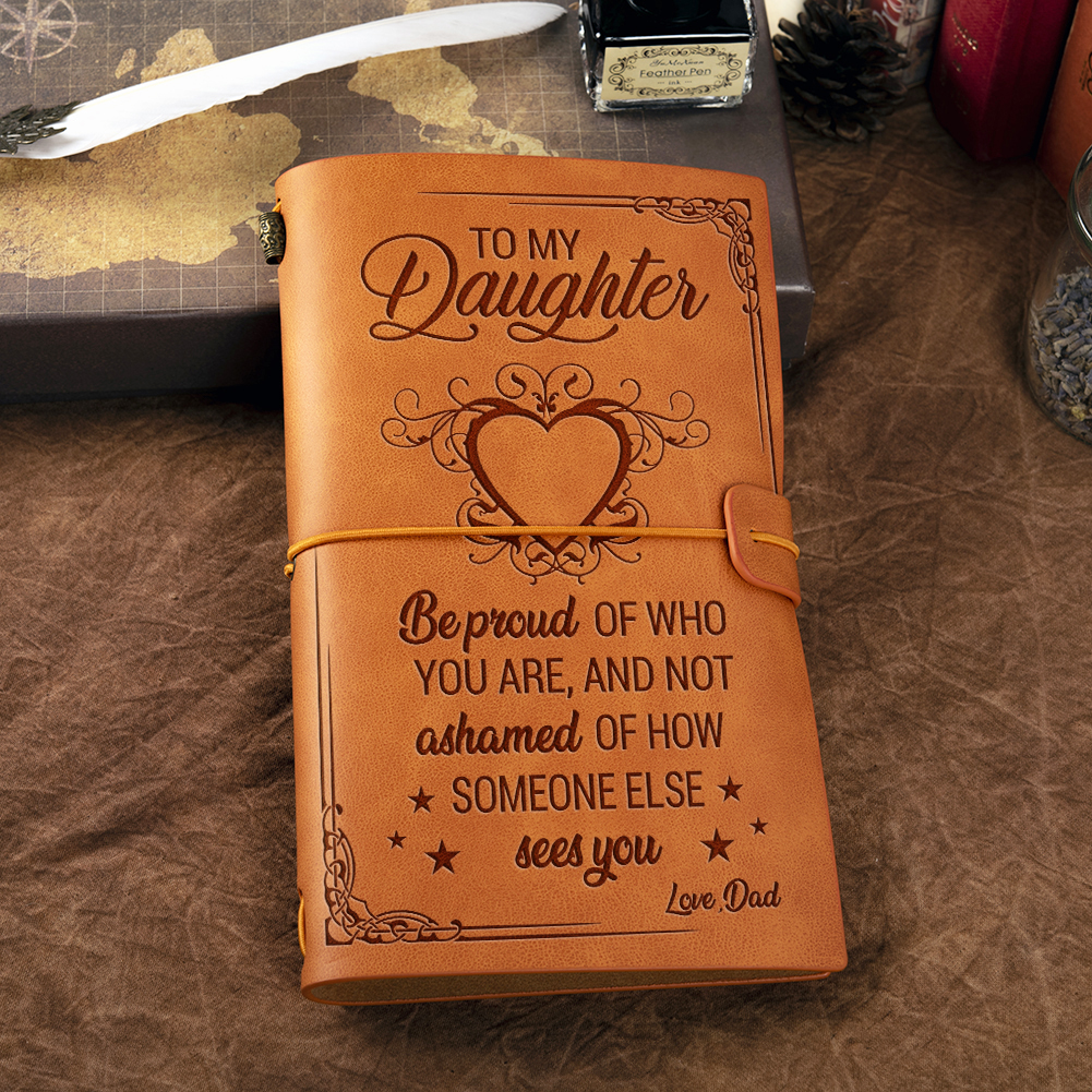 Leather Journal - Dad to Daughter Be Kind - Gift for ...